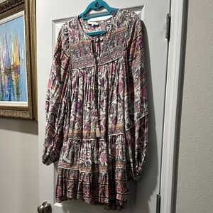 Olivaceous Multicolor Boho Long Sleeve Dress